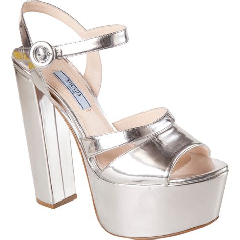 prada silver metallic stilettos|Prada sandals for sale.